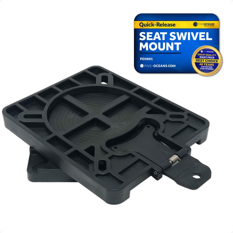 Five Oceans Boat Seat Swivel - Marine Boat Quick-Release Boat Seat Swivel Mount with Removable Bracket, Universal Mounting, Corrosion-Resistant, Black - FO3891 - Image 1